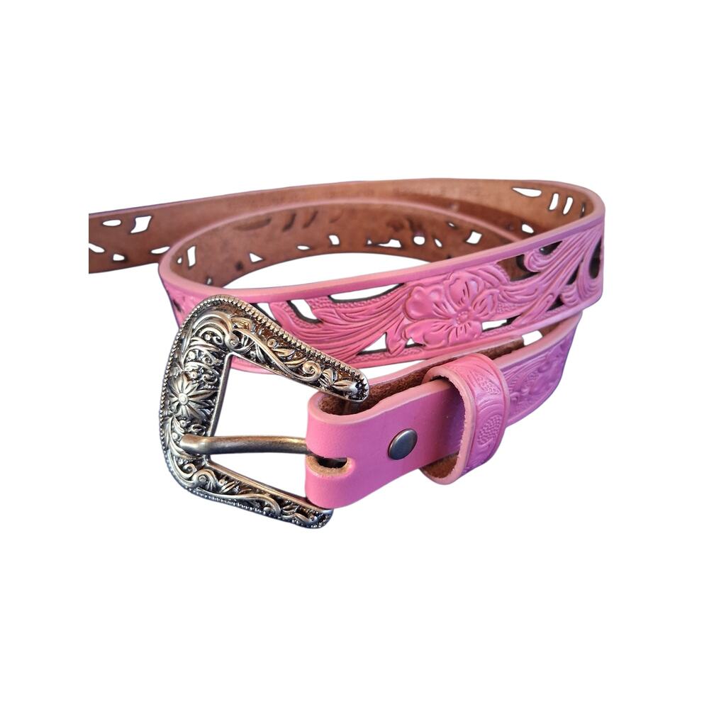 Shyanne Western Leather Girls size 26 Western Cowgirl Coquette Rodeo‎ Pink Belt - Picture 3 of 9